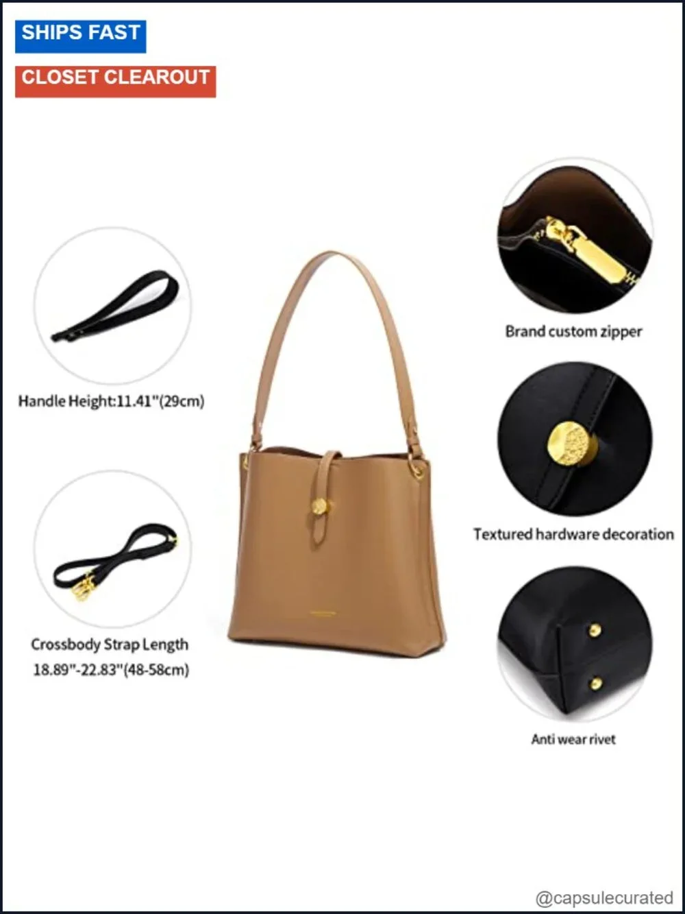 Genuine Leather Bucket Bag Tote Shoulder Purse